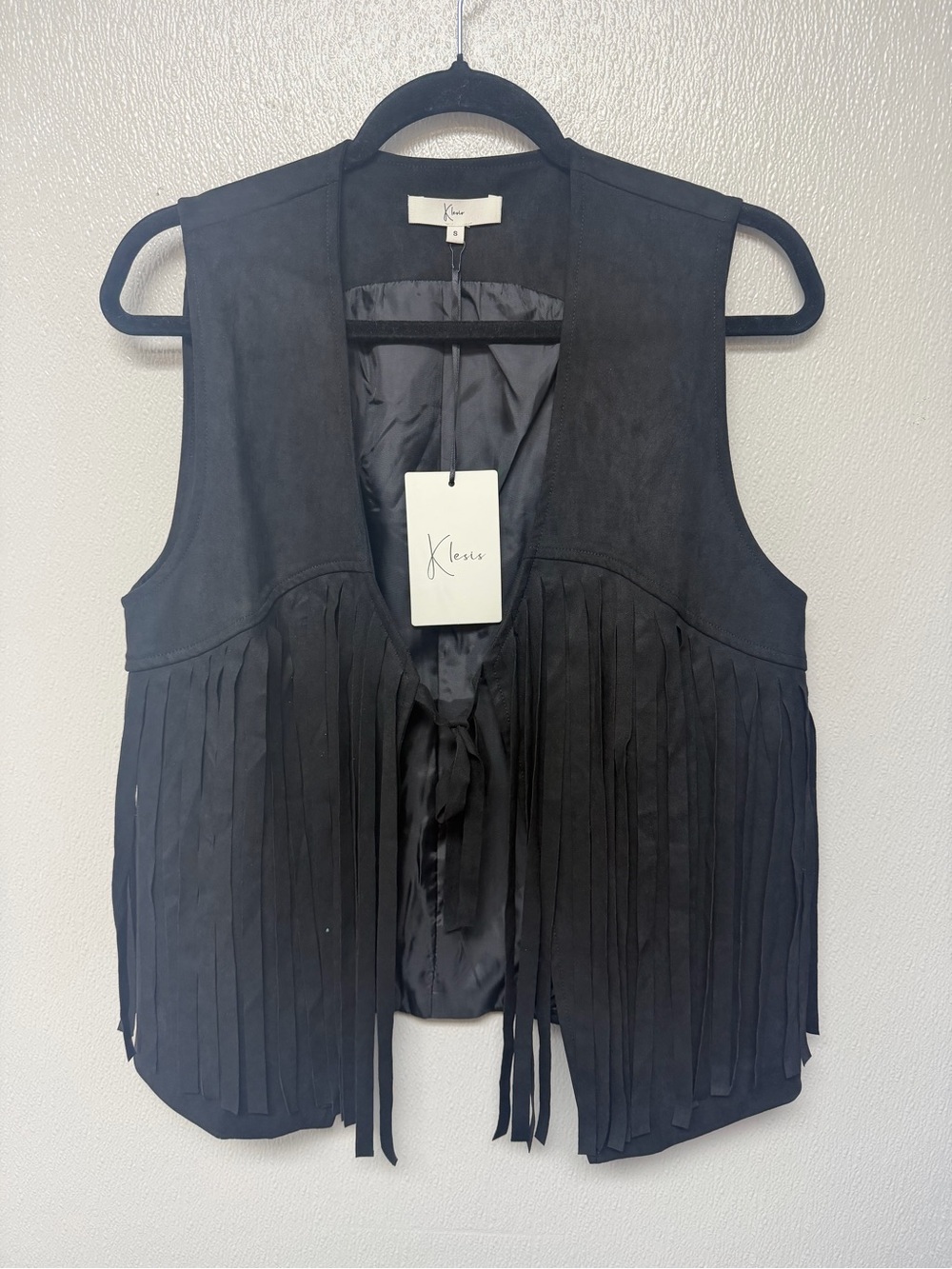 Black Suede Fringe Vest